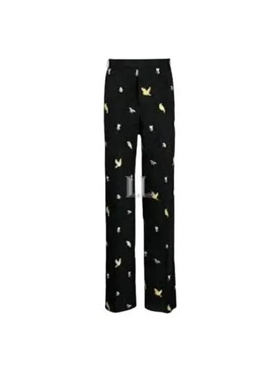 Birds And Bees Embroidered Straight Pants Black - THOM BROWNE - BALAAN 2