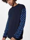 Monogram Mix Cashmere Crew Neck Knit Top Blue - LOUIS VUITTON - BALAAN 3