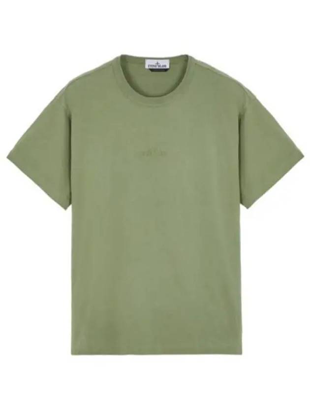 Micro Embroidered Logo Cotton Jersey Short Sleeve T-Shirt Sage Green - STONE ISLAND - BALAAN 2