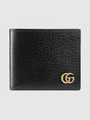 GG Marmont Leather Bi Fold Wallet Black Gold - GUCCI - BALAAN 3