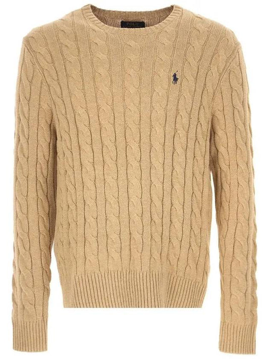 Embroidery Logo Cable Knit Top Brown - POLO RALPH LAUREN - BALAAN 2