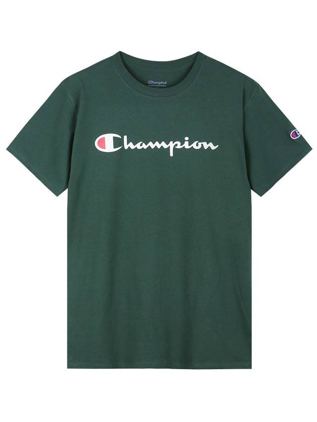 Script Logo Classic Jersey Short Sleeve T-Shirt Dark Green - CHAMPION - BALAAN 1