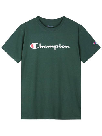 Script Logo Classic Jersey Short Sleeve T-Shirt Dark Green - CHAMPION - BALAAN 1
