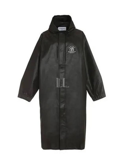 Logo Overfit Hooded Long Raincoat Black - BALENCIAGA - BALAAN 2