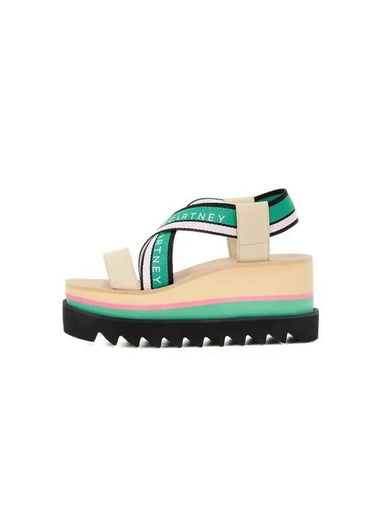 Sneak Elyse Striped Platform Sandals Green - STELLA MCCARTNEY - BALAAN 1