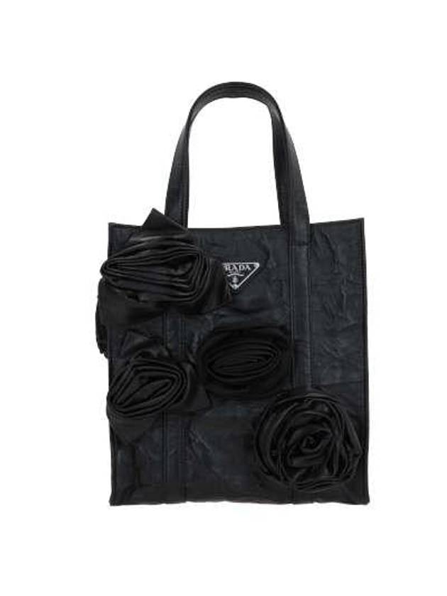 Flower Antique Wrinkle Nappa Mini Tote Bag Black - PRADA - BALAAN 2