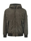 Men's Garment Dyed Crinkle Reps Recycled Nylon Primaloft TC Hooded Jacket Olive Green - STONE ISLAND - BALAAN 1