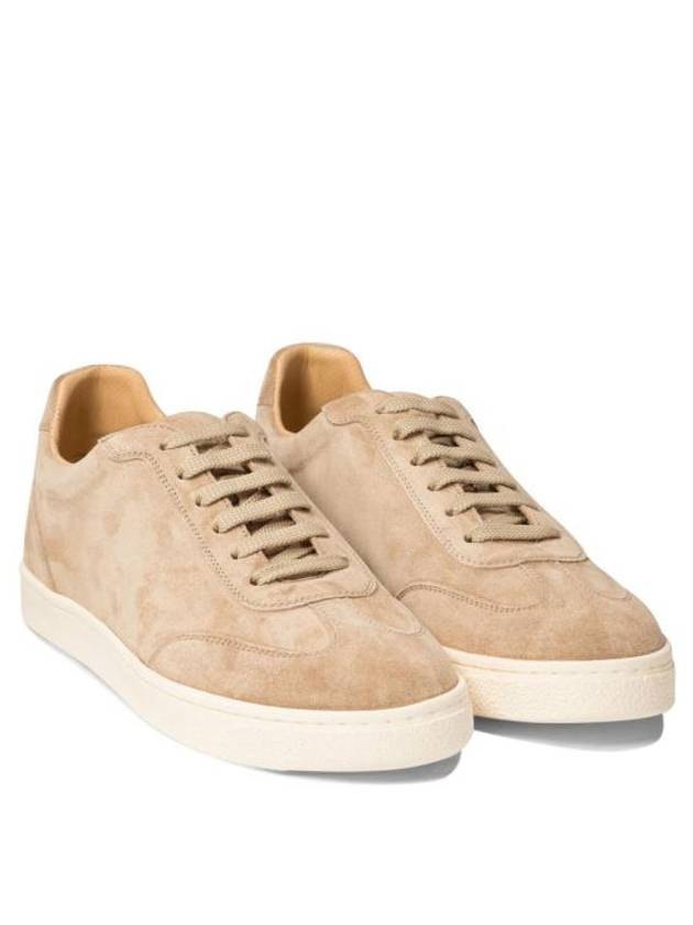 Almond Toe Leather Low Top Sneakers Sand Beige - BRUNELLO CUCINELLI - BALAAN 3