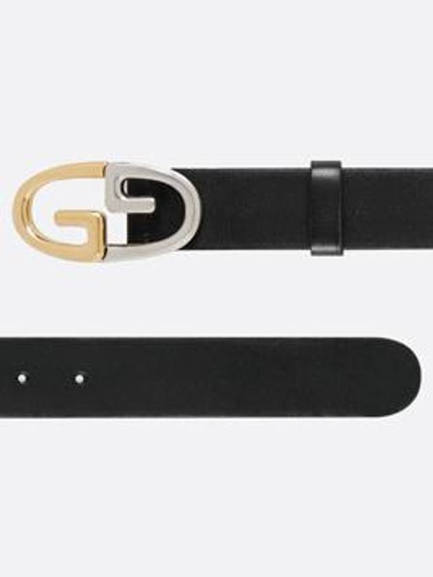 Men's Two Tone Metal Buckle Leather Belt Black - GUCCI - BALAAN 3