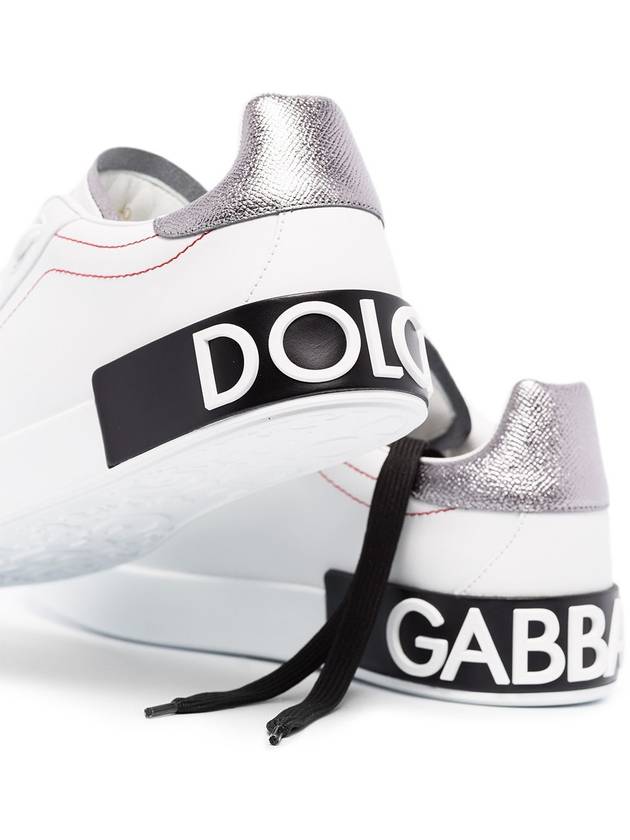 Portofino Silver Tab Low Top Sneakers White - DOLCE&GABBANA - BALAAN 5