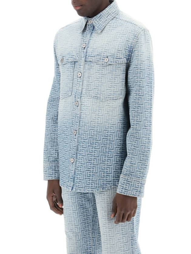 BALMAIN MONOGRAM JACQUARD DENIM SHIRT - BALMAIN - BALAAN 4