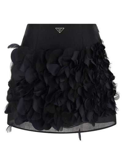 Embroidered Gajar Mini A Line Skirt Black - PRADA - BALAAN 2