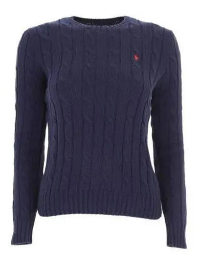 Embroidered Logo Pony Cable Knit Top Navy - POLO RALPH LAUREN - BALAAN 2