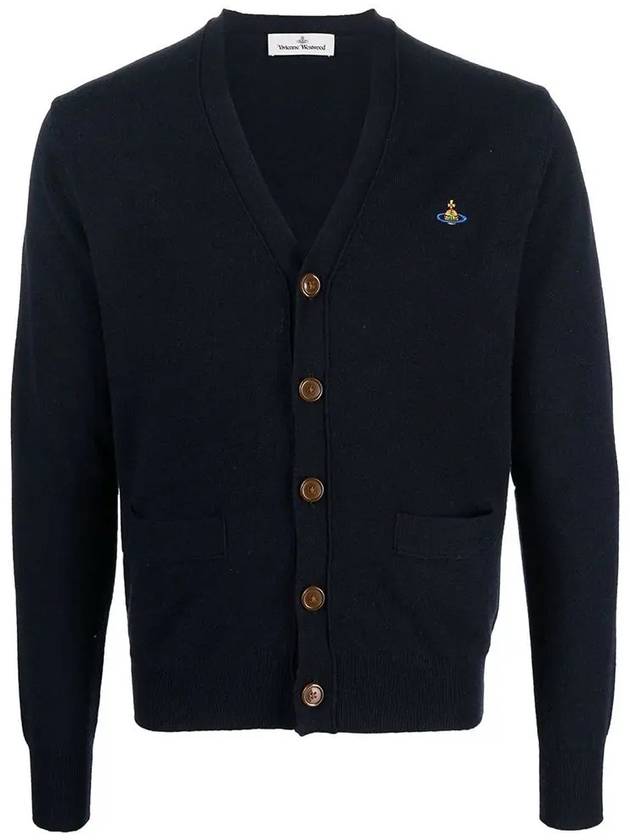 Logo Embroided Button Wool Cardigan Navy - VIVIENNE WESTWOOD - BALAAN 2