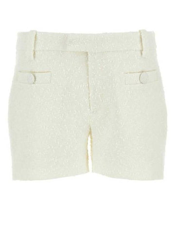 Bouclé Mini Shorts White - AMI - BALAAN 1