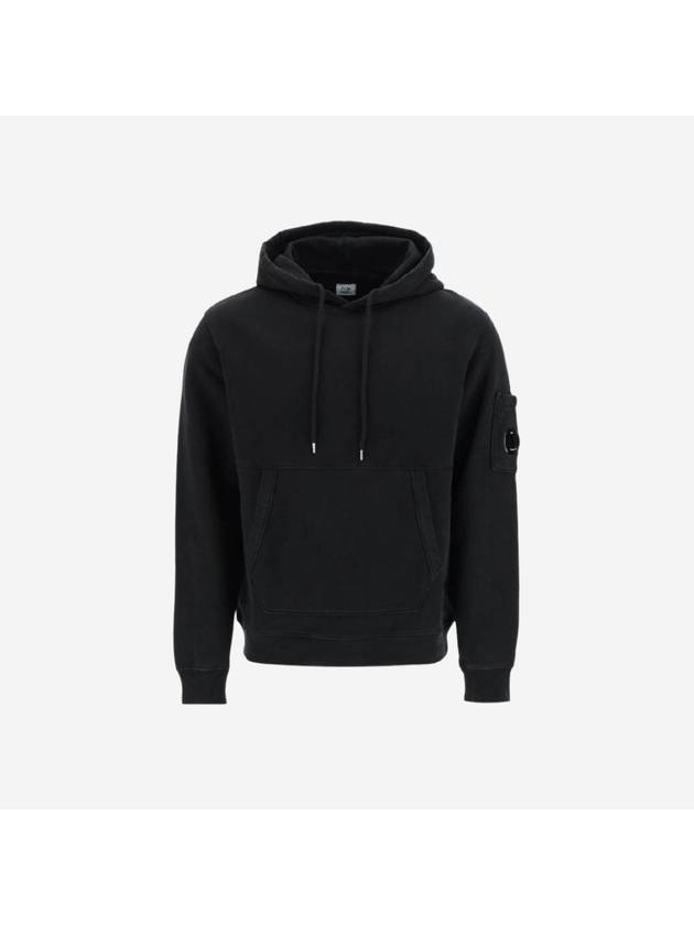 Lens Wappen Diagonal Fleece Hoodie Black - CP COMPANY - BALAAN 2