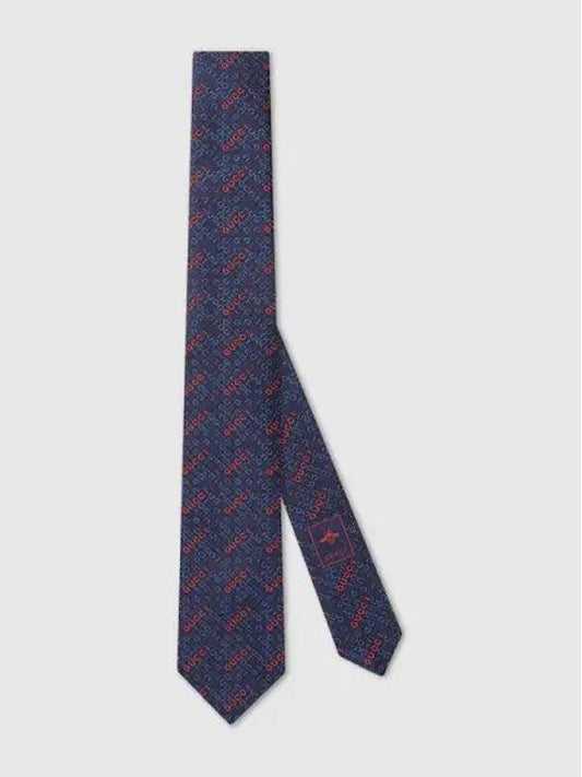 Silk Jacquard Tie Blue - GUCCI - BALAAN 1