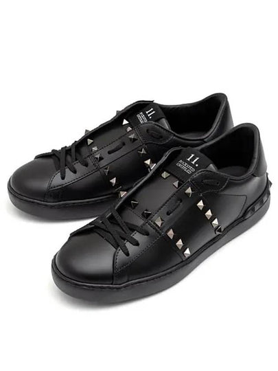 Rockstud Low-Top Sneakers Black - VALENTINO - BALAAN 2