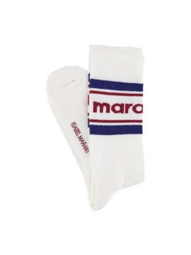 Dona Logo Print Socks White Navy - ISABEL MARANT - BALAAN 3