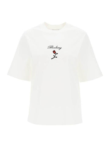 24 ss T-shirt WITH Embroid Flock Rose 8083647 B7264 B0230979125 - BURBERRY - BALAAN 1