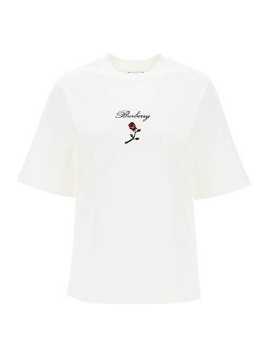 24 ss T-shirt WITH Embroid Flock Rose 8083647 B7264 B0230979125 - BURBERRY - BALAAN 1