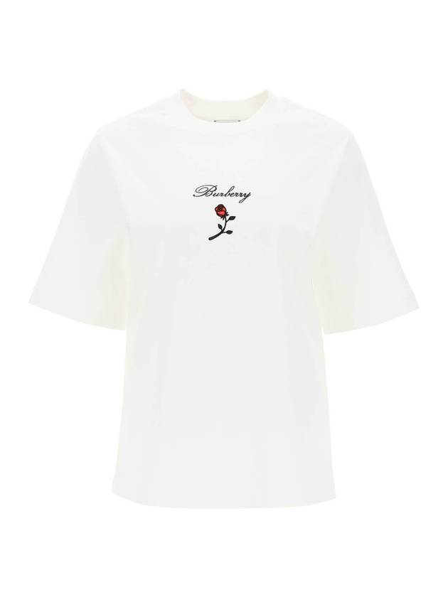 24 ss T-shirt WITH Embroid Flock Rose 8083647 B7264 B0230979125 - BURBERRY - BALAAN 1