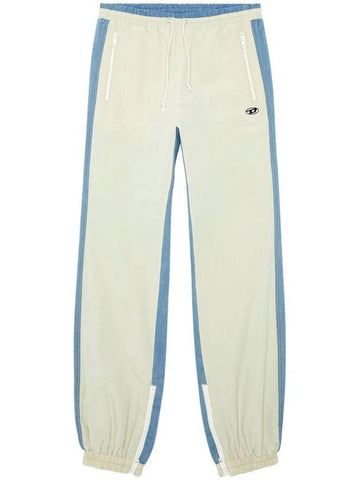 P Bright Wrinkled Nylon Denim Track Pants Blue White - DIESEL - BALAAN 1