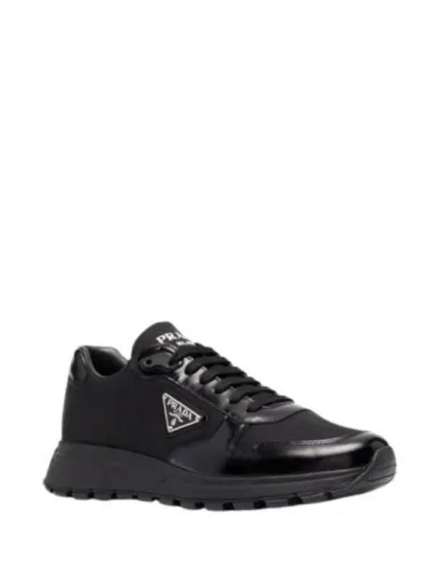 Prax 01 Re-Nylon Brushed Leather Low-Top Sneakers Black - PRADA - BALAAN 2