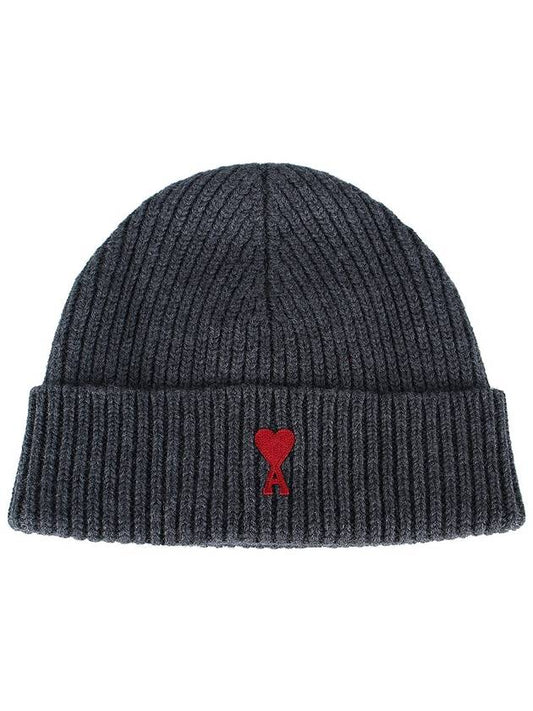 Heart Logo Wool Beanie Grey - AMI - BALAAN 2