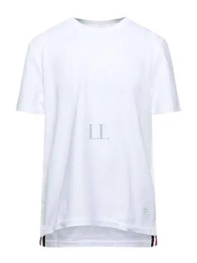 Men's Center Back Striped Short Sleeve T-Shirt White - THOM BROWNE - BALAAN 2