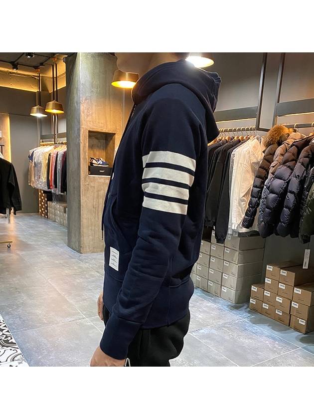 Engineered 4 Bar Diagonal Zip Up Hoodie Navy - THOM BROWNE - BALAAN 5