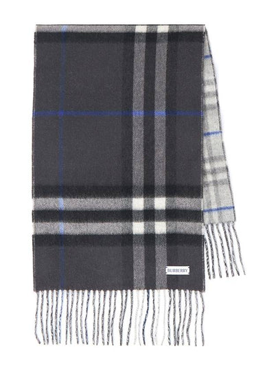 Check Reversible Cashmere Scarf Grey Black - BURBERRY - BALAAN 2