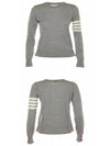 4-Bar Merino Jumper Wool Knit Top Light Grey - THOM BROWNE - BALAAN 6