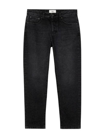 Mid-Washed Tapered Fit Vintage Denim Jeans Black - AMI - BALAAN 1
