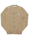 White Heart Wappen Wool Cardigan Beige - COMME DES GARCONS - BALAAN 4