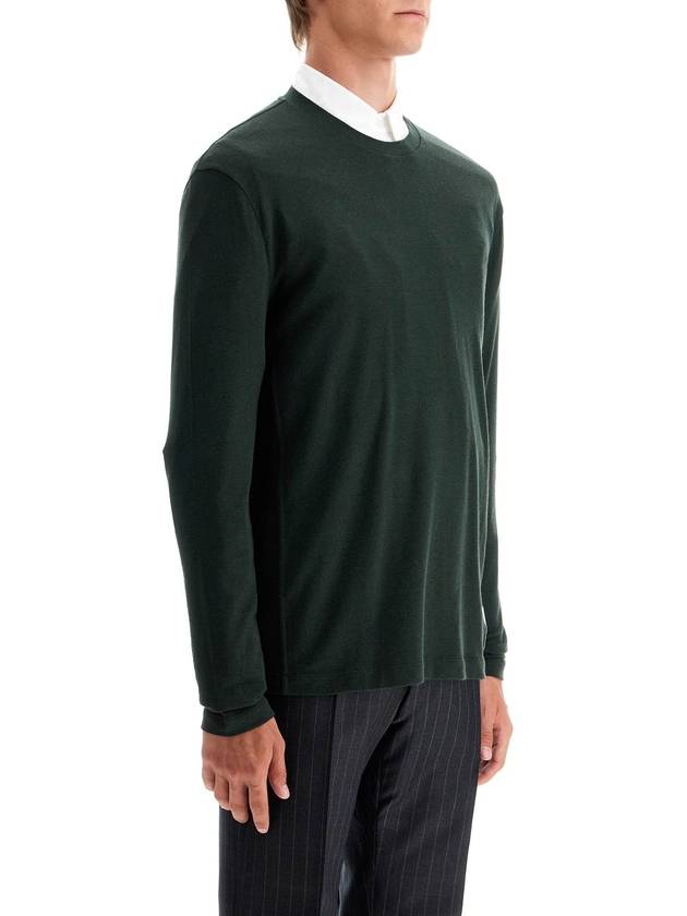 4 Bar Jersey Stretch Wool Knit Top Green - THOM BROWNE - BALAAN 3