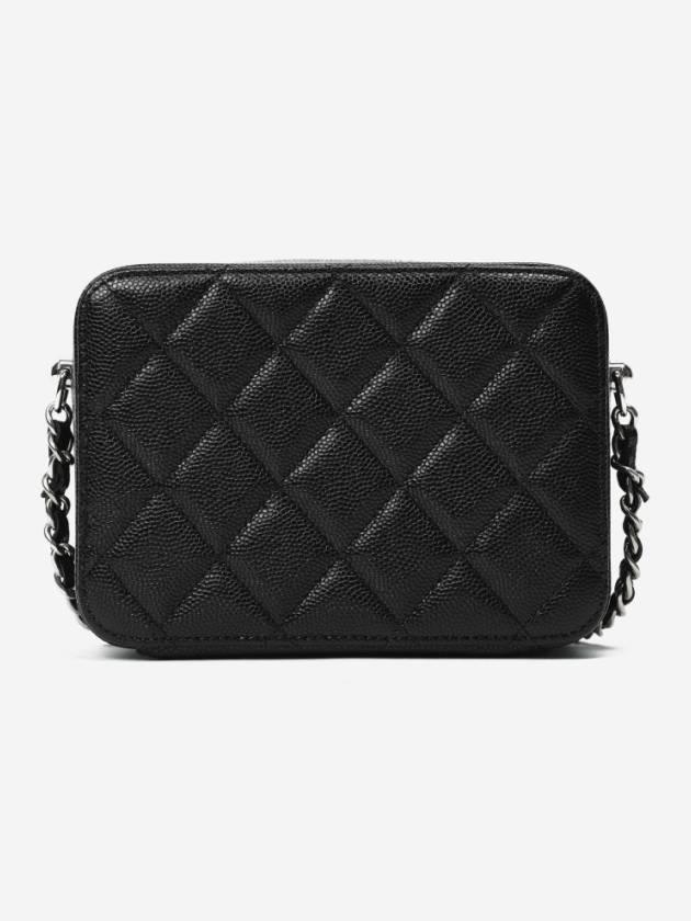 Vanity With Chain Graind Calfskin Mini Bag Silver Black - CHANEL - BALAAN.