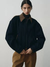 Pre order delivery September 26 Wool suede overfit blouson navy - NOIRER FOR WOMEN - BALAAN 2