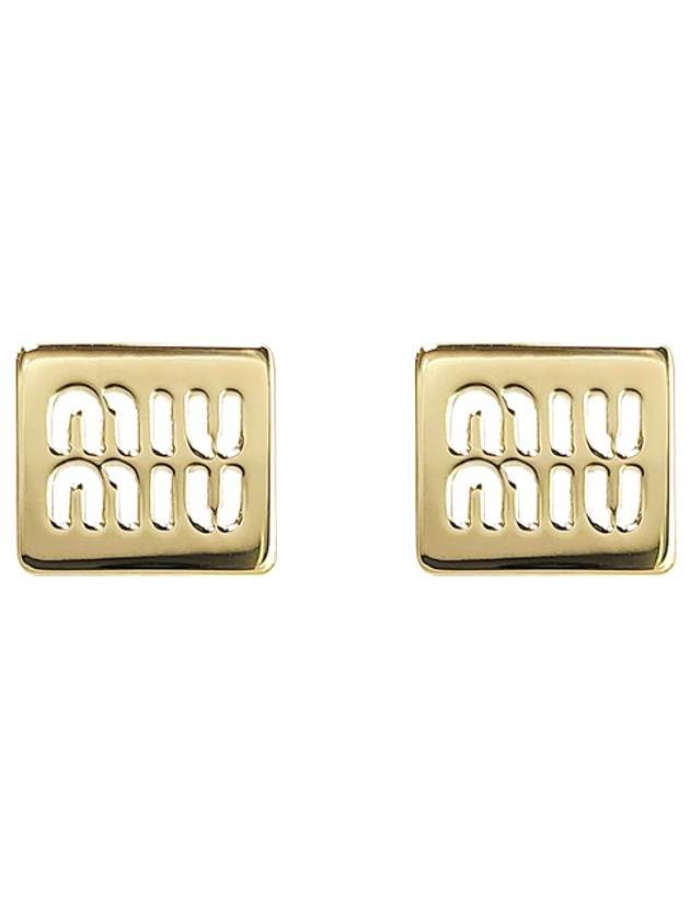 Logo Square Metal Earrings Gold - MIU MIU - BALAAN 2