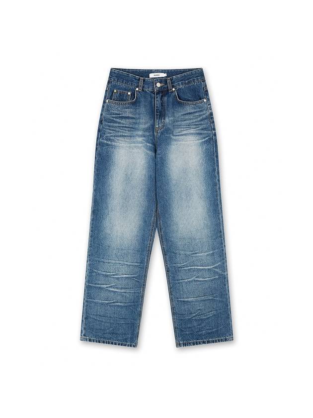 Unisex Embo Washed Wide Jeans Blue - NUAKLE - BALAAN 1