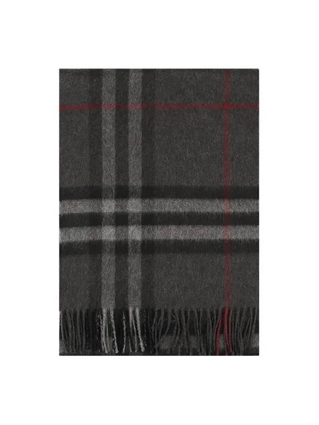 Check Cashmere Scarf Charcoal - BURBERRY - BALAAN 2