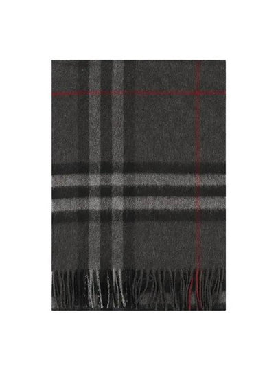 Check Cashmere Scarf Charcoal - BURBERRY - BALAAN 2