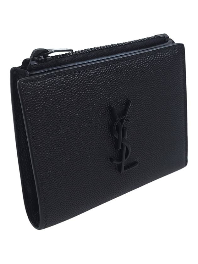 Grande Poudre Monogram Zipper Half Wallet Black - SAINT LAURENT - BALAAN 4