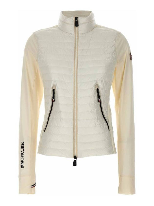 Women's Grenoble Patch Logo Zip-Up Cardigan White - MONCLER - BALAAN 1