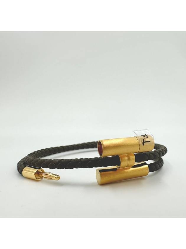 Tournis Tresse Bracelet Gold Brown - HERMES - BALAAN 8