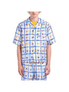 Print Habotai Silk Short Sleeve Shirt Light Blue - MARNI - BALAAN 1