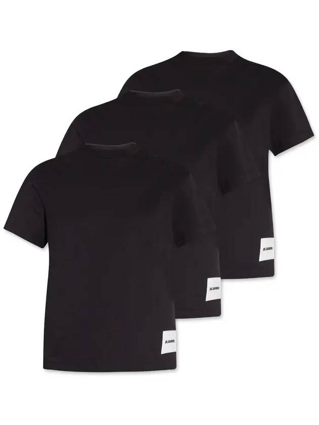 Logo Label Cotton 3 Pack Short Sleeve T-Shirt Black - JIL SANDER - BALAAN 1