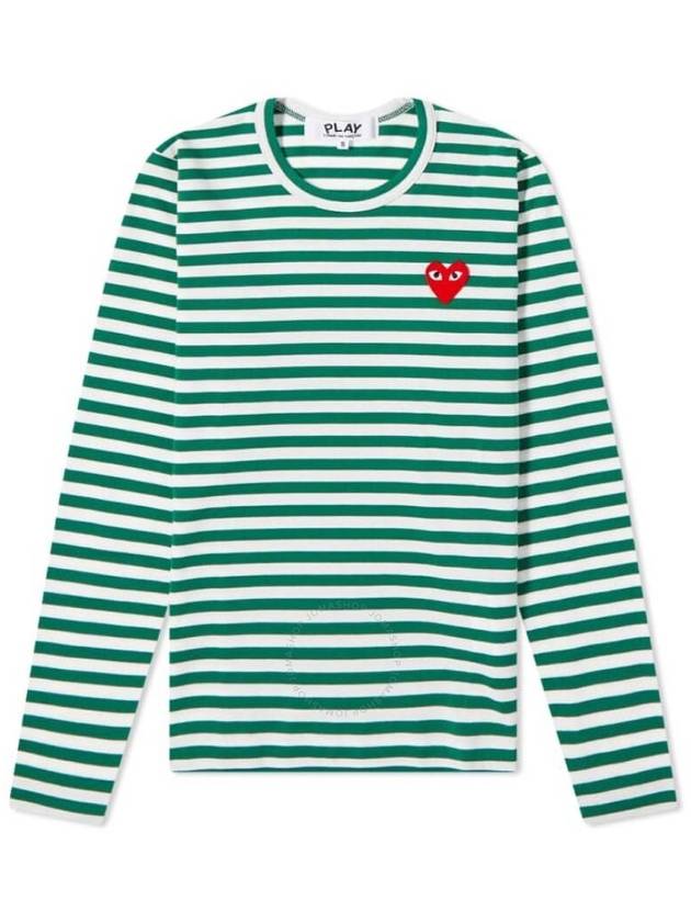 Cdg Play Striped Heart Emblem Long-Sleeve T-Shirt, Size Medium - COMME DES GARCONS PLAY - BALAAN 1