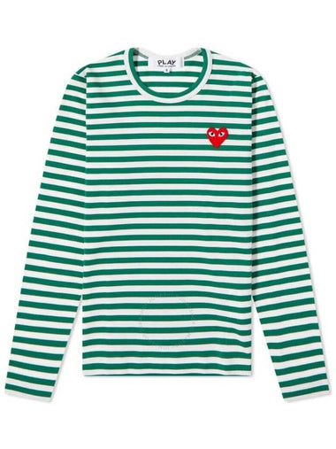 Cdg Play Striped Heart Emblem Long-Sleeve T-Shirt, Size Medium - COMME DES GARCONS PLAY - BALAAN 1