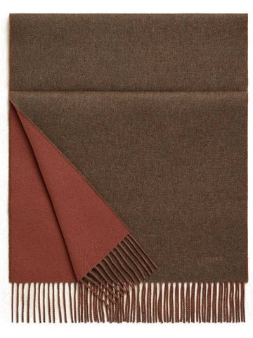 Recto Verso Reversible Cashmere Muffler Orange Etoupe - HERMES - BALAAN 1